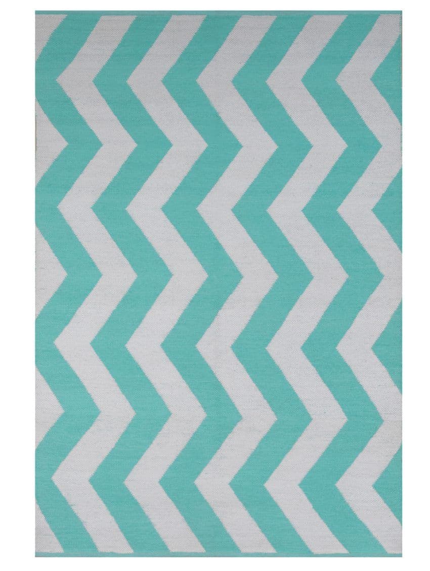 OUTDOOR ZIGZAG CREMA & TURQUESA 120X180